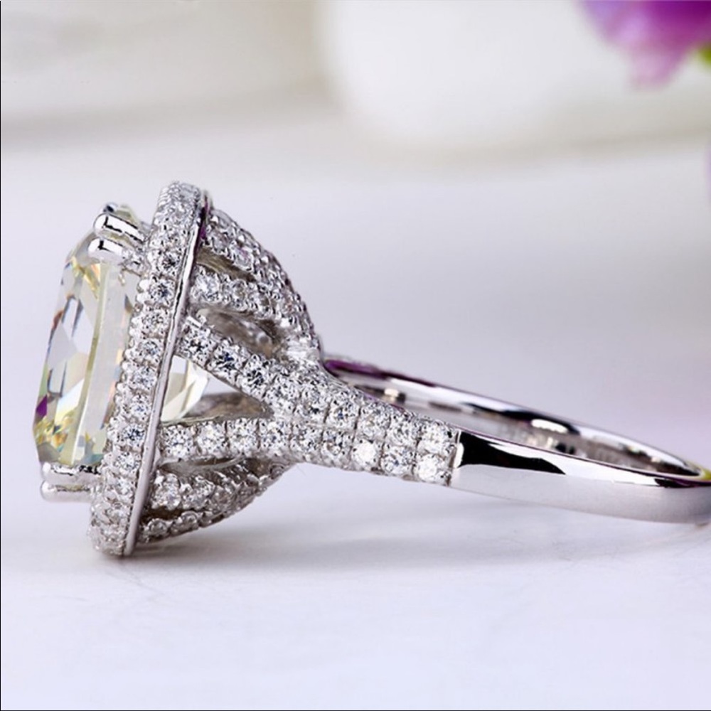 NEW 925 STERLING SILVER HALO DOME ENGAGEMENT RING - Picture 5 of 7